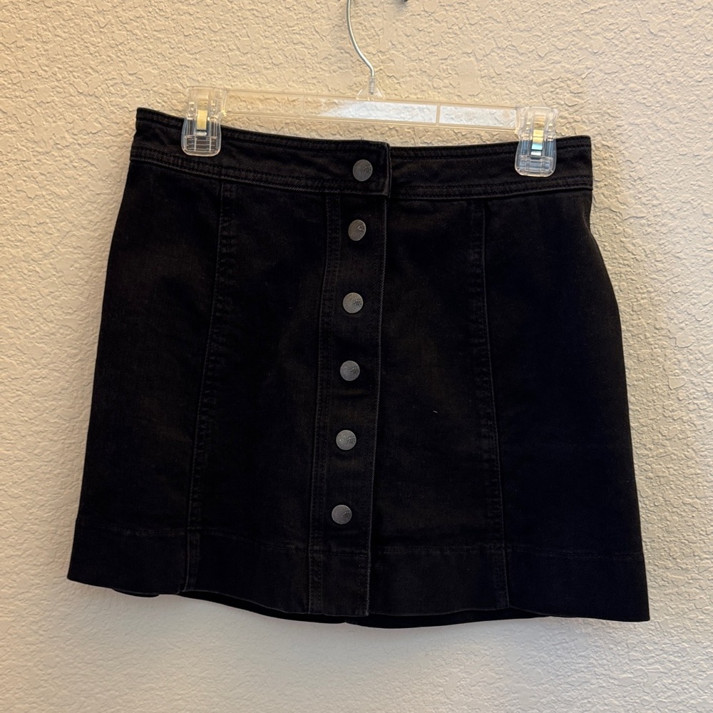Madewell Black Denim Mini Skirt with Buttons